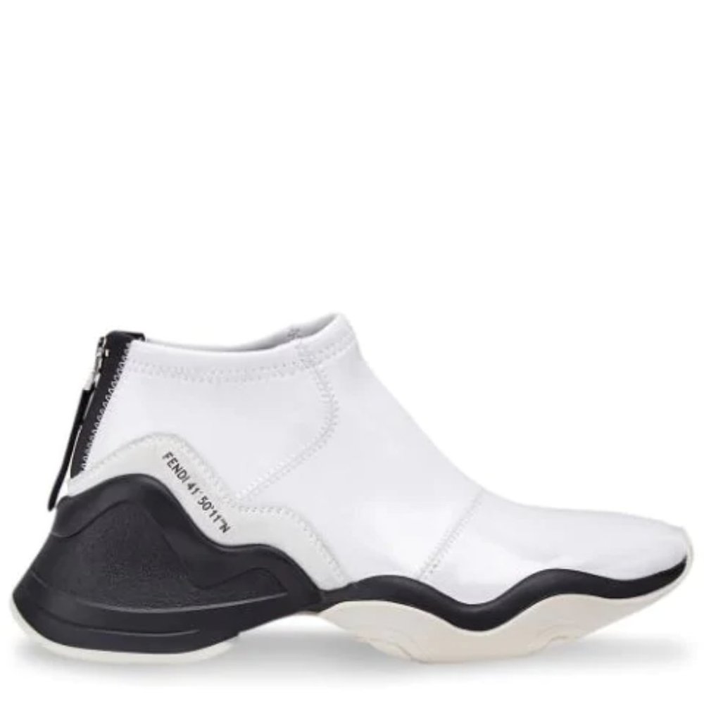 NWT Fendi FFluid Glossy Sneakers Patent White NEW
